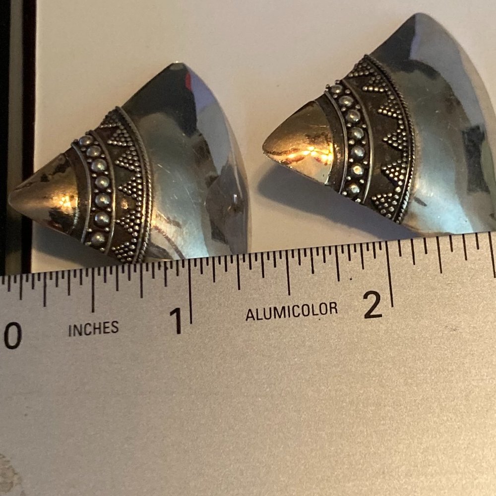 Distinctive Triangular Sterling Silver Post Earri… - image 3